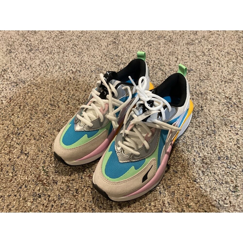 Puma Women's RS-Curve Aura Running Sneakers Mesh Blue Silver White Size 7 NEW!